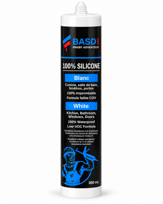 Mastic silicone 100 % BASD – Blanc (300 ml)