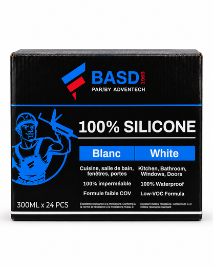 Mastic silicone 100 % BASD – Blanc (300 ml)